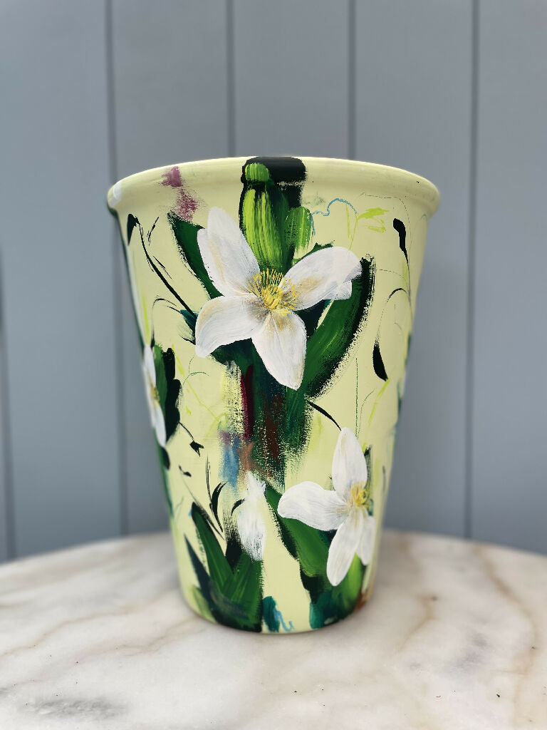 pot decoration with ceramic flower Kate Godley-Harrod Hand Painted Floral Ceramic Plant Pot – Country Living  Marketplace