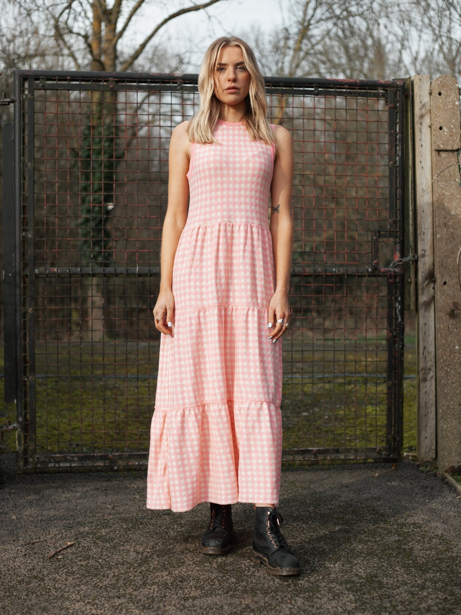 cotton gingham dress Gingham Cotton-Silk Tie Smocked Dress in Dresses