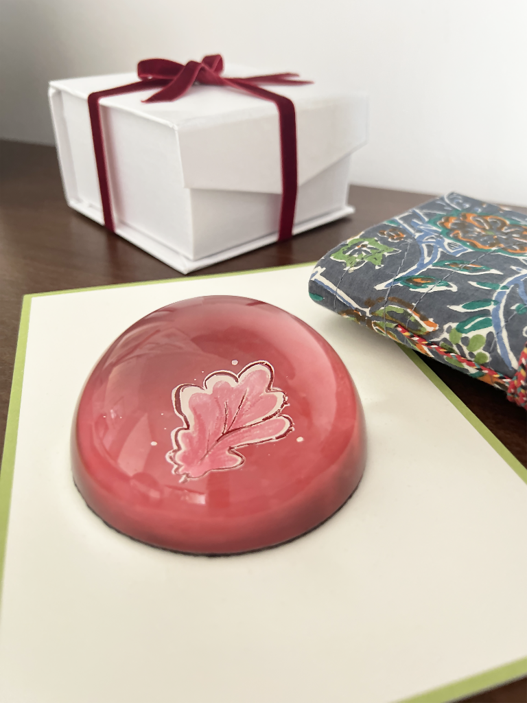 Glass Decoupage Paperweight with Oak Leaf, Grace Country Living