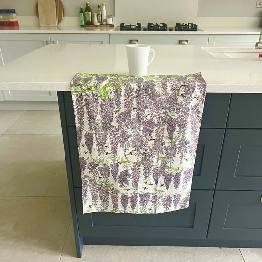 Wisteria Print Organic Cotton Tea Towel