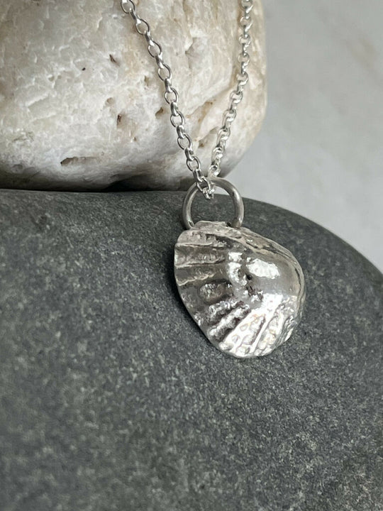 Hand Cast Fine Silver Limpet Shell Necklace
