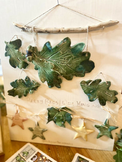 Double Oak leaf with acorn sculpture - Hand sculpted Personalised Ceramic Wall Hanging, wedding gift - MADE TO ORDER