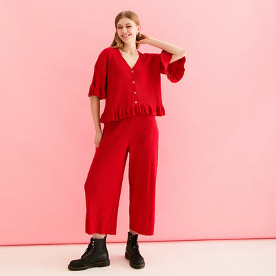 Marlow Cardigan and Martha Trouser_Red_S2