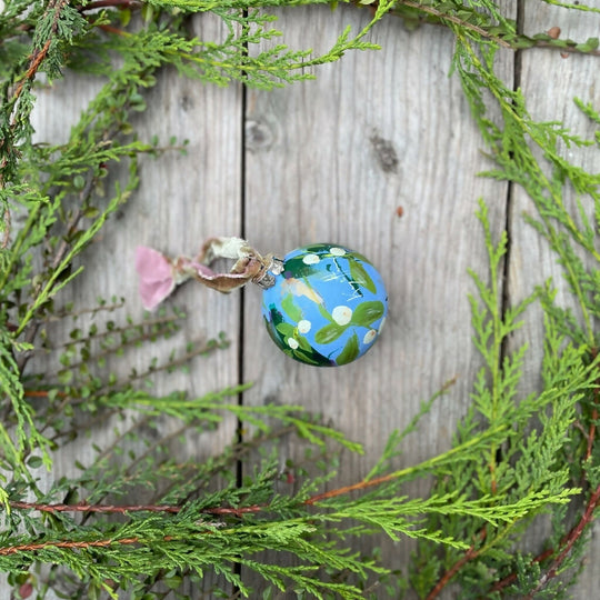 Mistletoe Floral Hand Painted Ceramic Bauble