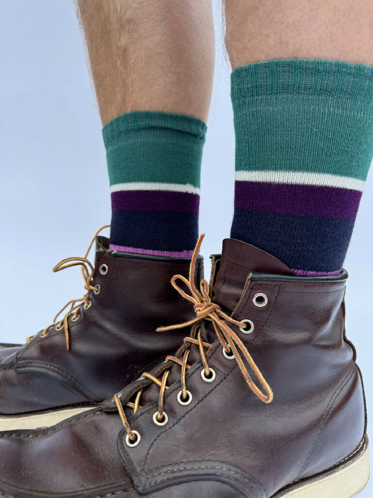 Unisex Cushioned Merino Multi-Stripe Sock - Tree Green