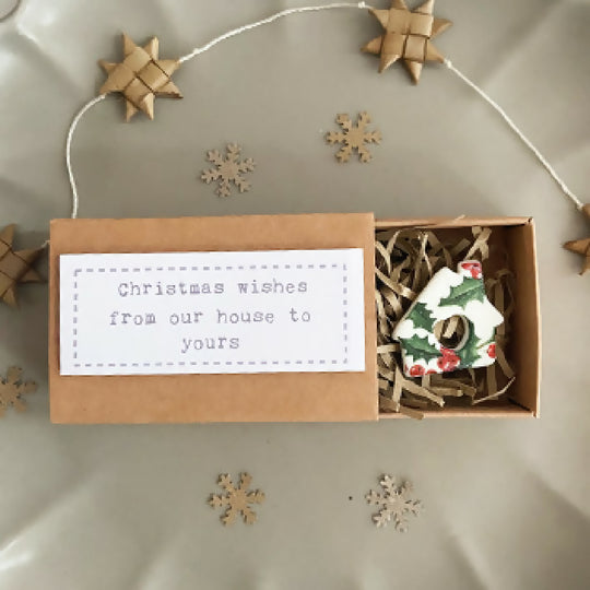 Porcelain Matchbox Token Christmas Wishes From Our House To Yours