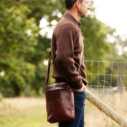 The Martil Large Messenger Bag in Dark Brown
