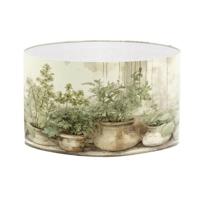 lampshade plants pots pattern print garden room handmade lampshade