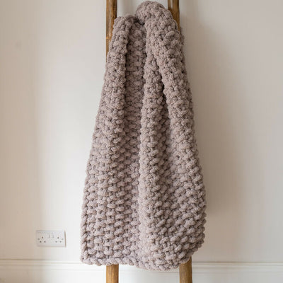 Hand-Knit Chunky Cream throw