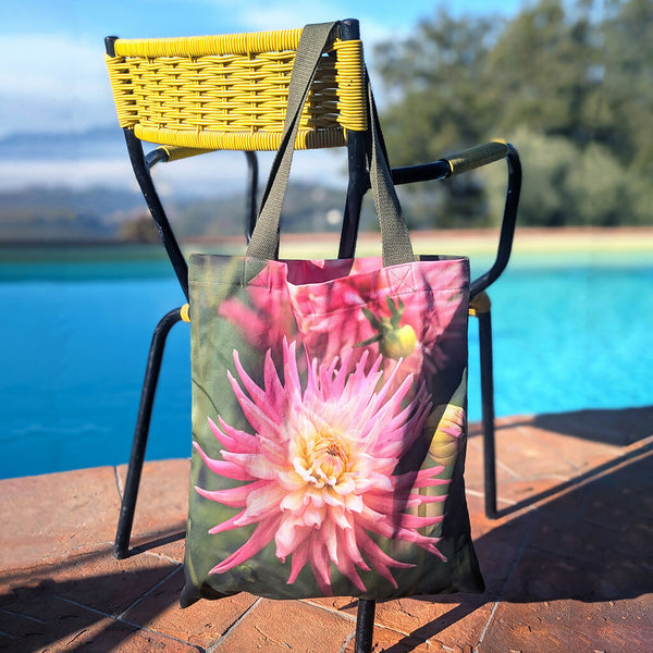 Pink Dahlia Cotton Tote Bag