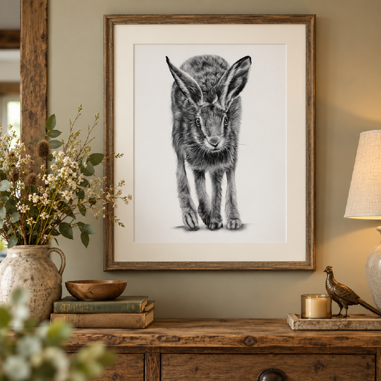 Head On – Charcoal Hare Study Giclée Print