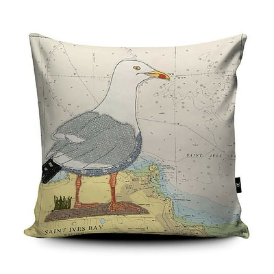 Seagull at St Ives Cornwall Faux Suede Cushion