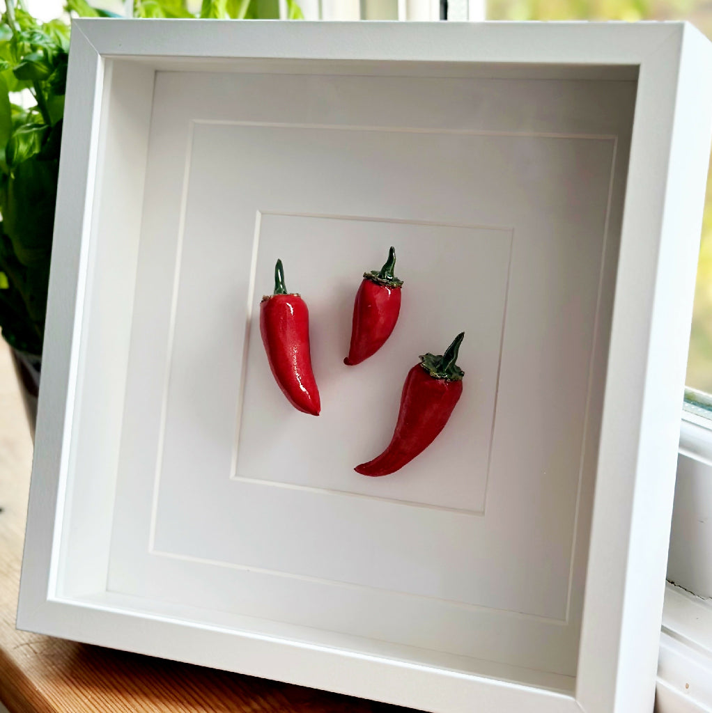 Ceramic Kitchen Wall Art: Red Chillies