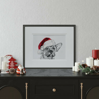 Festive French Bulldog Sketch - Original Artwork