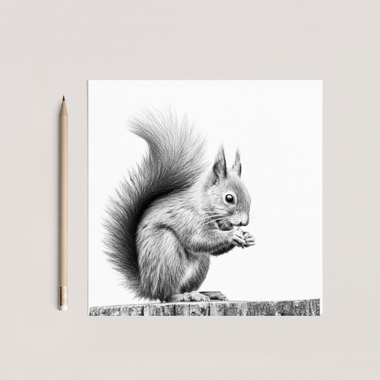 Red Squirrel Hand Drawn Card – Cute Woodland Wildlife Illustration Greeting Card