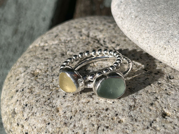 Aqua blue statement Seaglass Ring