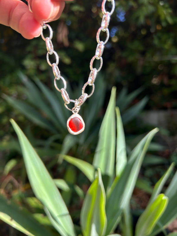 Seaglass silver chunky chain bracelet