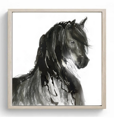 Limited Edition Hand Embellished Canvas Print Nero the Friesian Horse