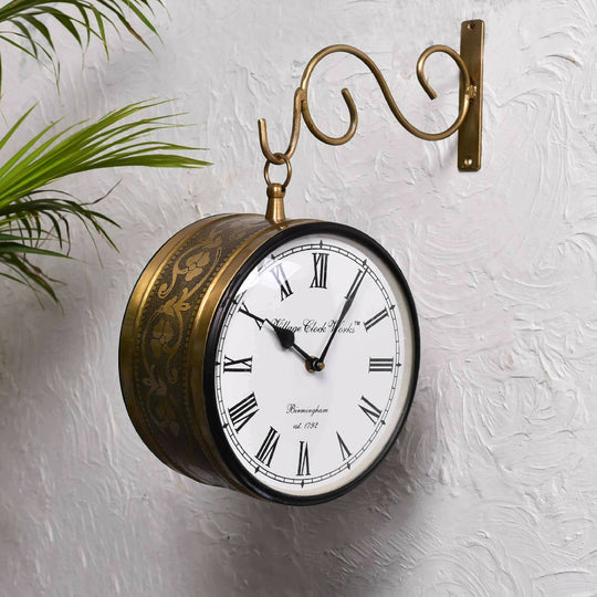 Vintage Style Double-Sided Hanging Clock