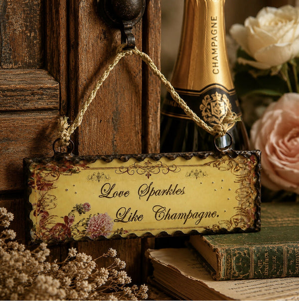 ‘Love Sparkles like Champagne' Hanging Vintage Friendship Token