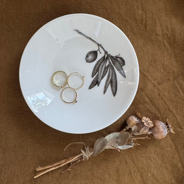 Fine Bone China olive branch round trinket dish