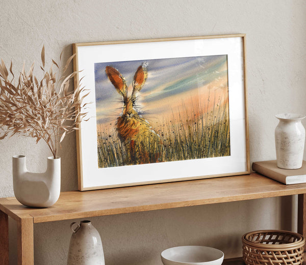 Hare print gift for her
