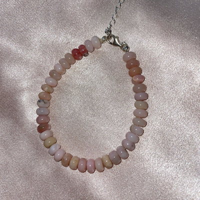 Pink Opal adjustable length Sterling Silver Bracelet