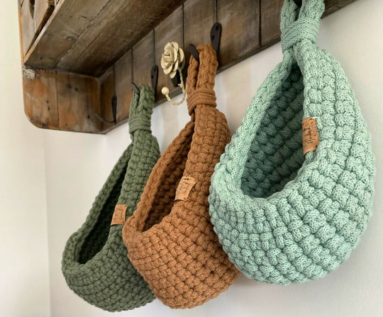 Set of Three Hanging Pod Baskets