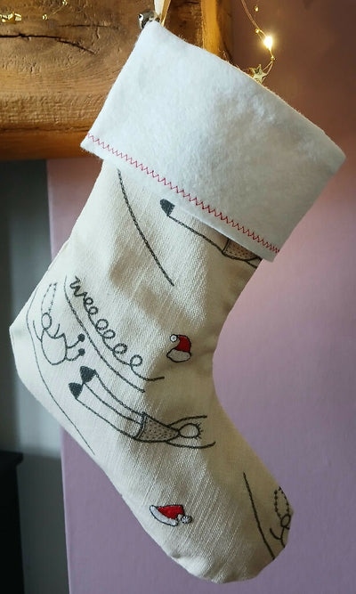 Small Linen Stocking (R) with Hand-Stitched Detail