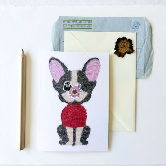 Botanical French Bulldog Greetings Card