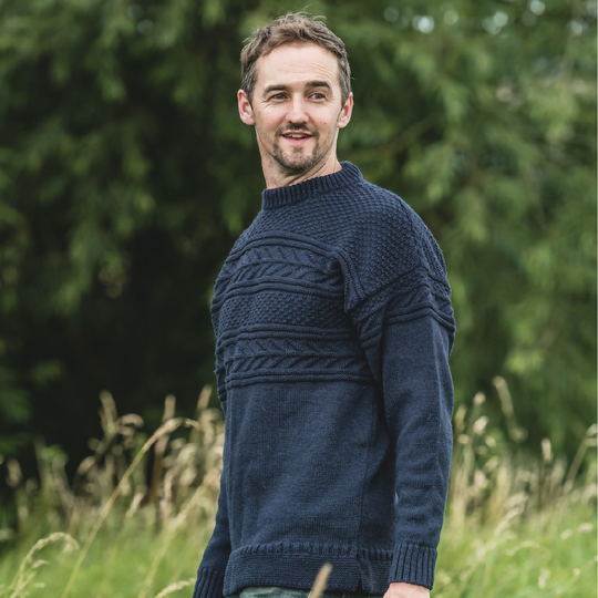 The Wedmore - Guernsey Style Knitted Jumper - Navy