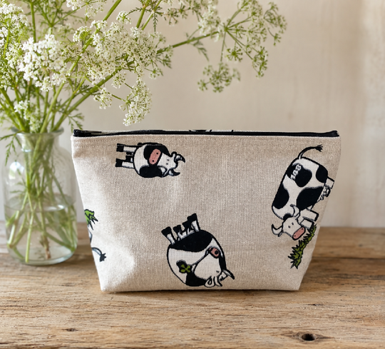 Handmade Fabric cow washbag Design