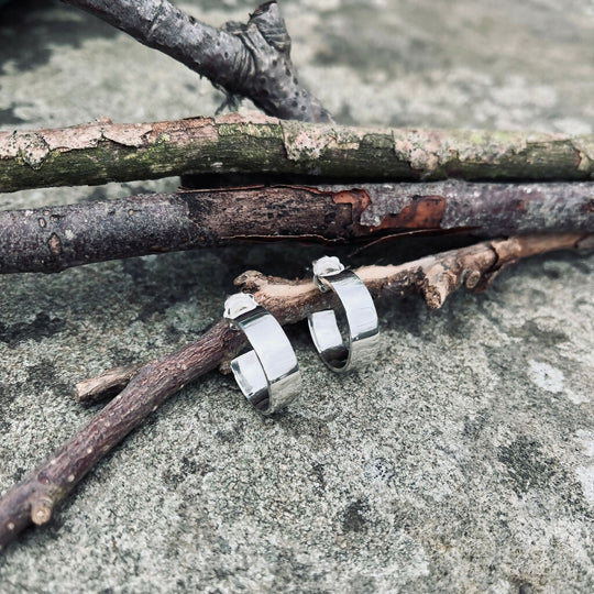 Sterling Silver Chunky Circle Hoop Earrings with Shiny Finish