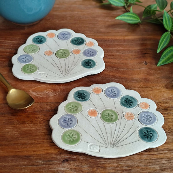 Cow Parsley Wildflower Shaped Ceramic Coaster