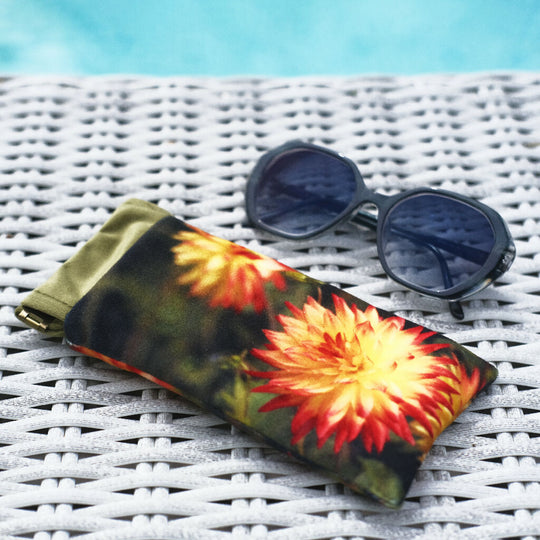 Orange Dahlia Velvet Glasses Case