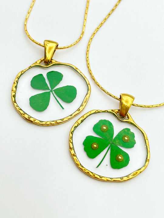 Necklace with good luck four-leaf clover in small size
