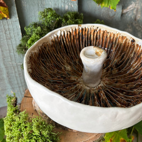 Giant field mushroom toadstool ceramic