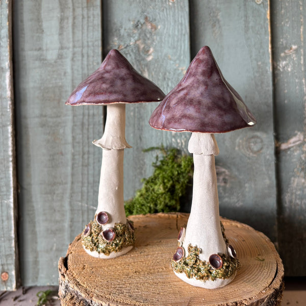 Woodland Toadstool Stoneware Pottery with Purple cap
