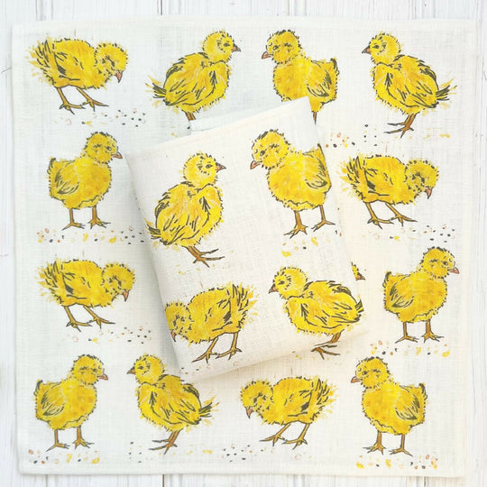 Spring Chicks Linen Napkins