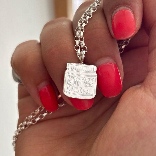 Sterling Silver Peanut Butter Jar Charm Necklace