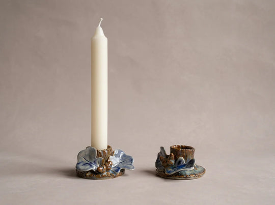 Pair of Elegant Handmade Ceramic woodland Candlestick Holders