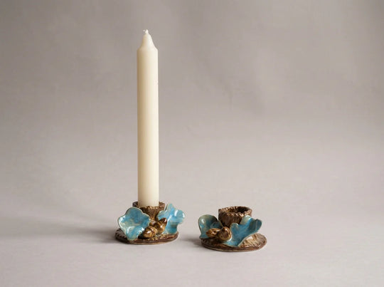Pair of Nature's Elegance Ceramic Candle Stick Holders