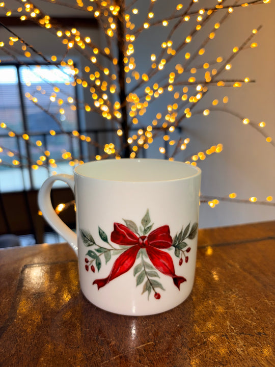 Christmas Bow Large 14oz Bone China Mug - Christmas Country Collection