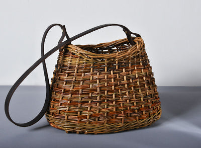 Oval Shoulder Basket with Long Leather Strap