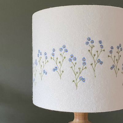 Embroidered Forget-me-not Lampshade