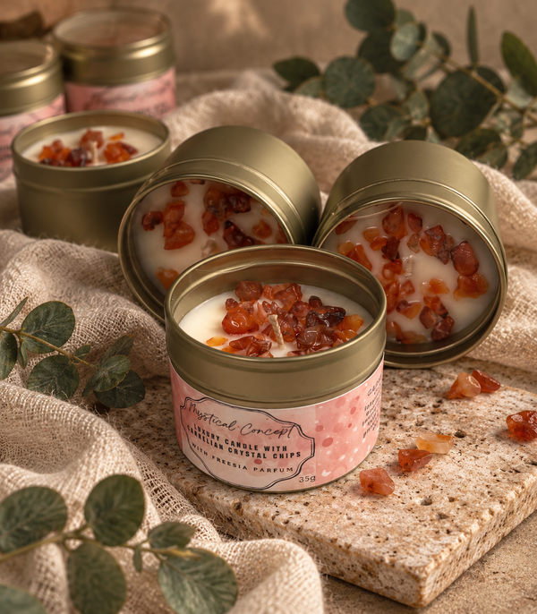 Crystal Candle made with sustainable plant wax - your choice of Crystal Chips
