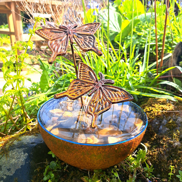 Butterfly Water Bowl, Hand-forged Mini Wildlife Pond. Garden Water Sculpture for Bees and Butterflies.