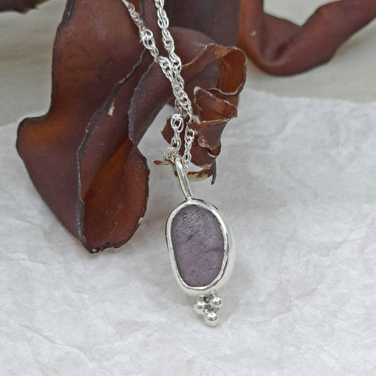 Amethyst Sea Glass & Silver Necklace