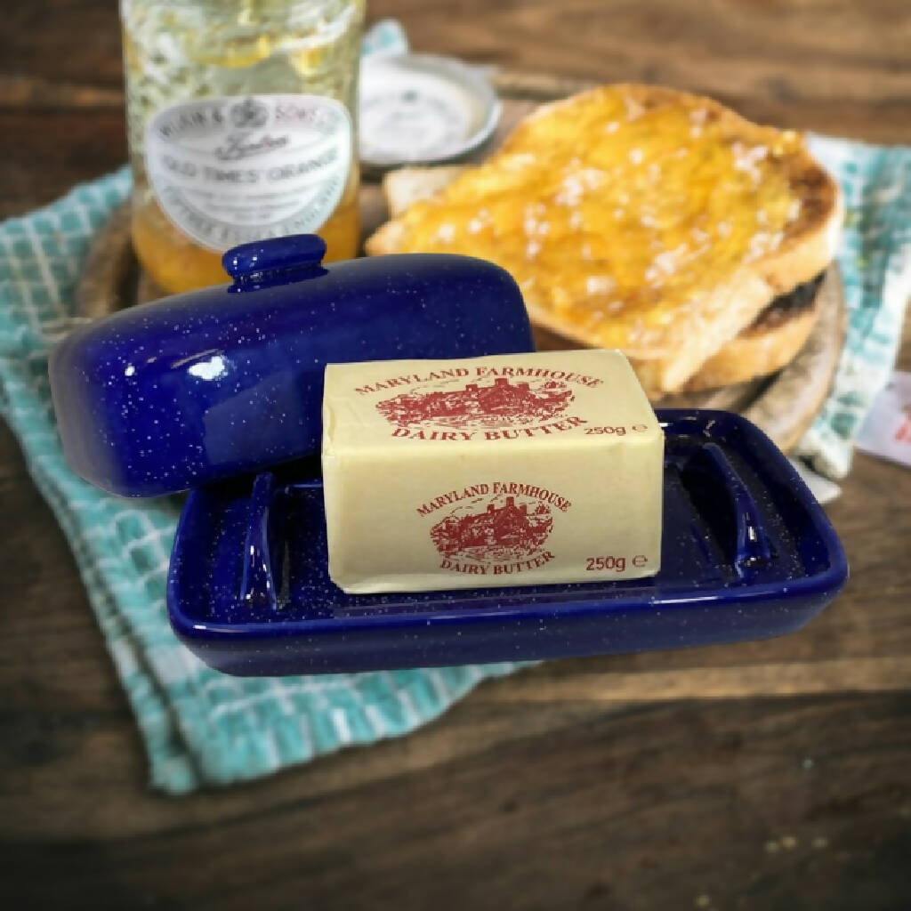 Butter Dish with Night Sky Blue Glaze