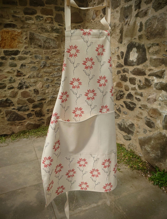 Organic Apron - Machair Flower Red